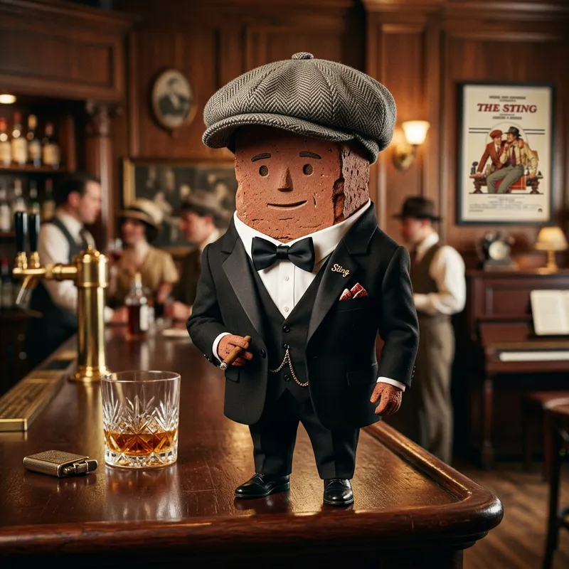 Stylish Brick in Tuxedo Hat resembling Sharp Visors