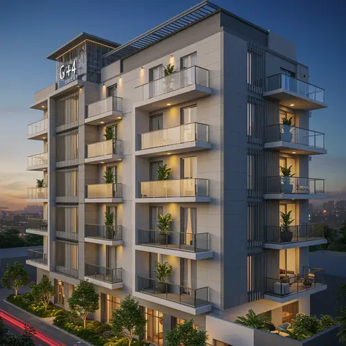 G+4 Hotel Building with Balcony Design
