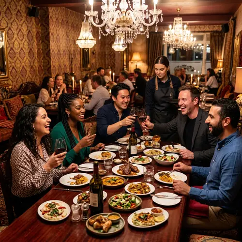Exquisite Dinner Party at Lavish Restaurant