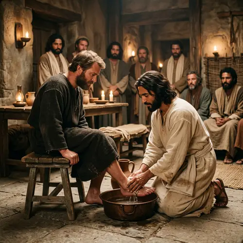 Biblical Scene: Jesus Washing Disciple's Feet