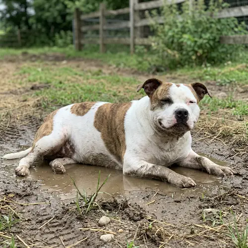 Adorable White and Brown Dog With a Humorous, Hog-Like Appearance