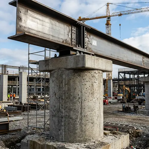 Steel Girder Resting on Sturdy Column