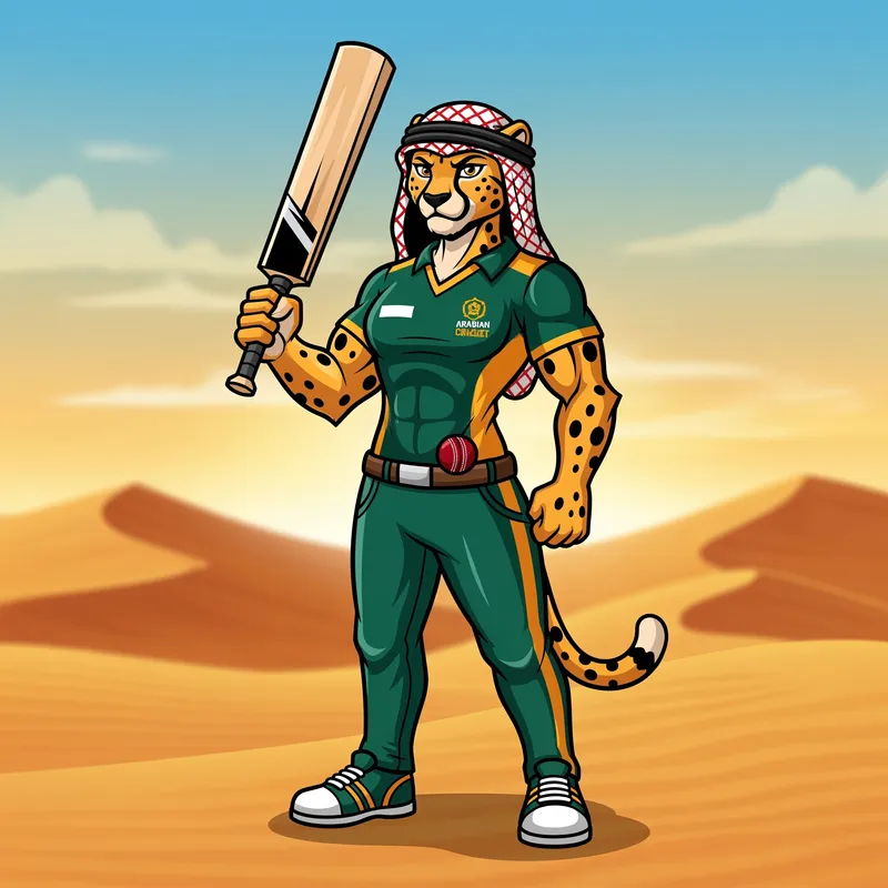 Arabian Cricket League Cheetah Mascot Design Arabian Cricket League Cheetah Mascot Design