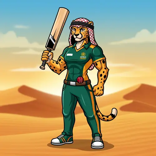 Arabian Cricket League Cheetah Mascot Design