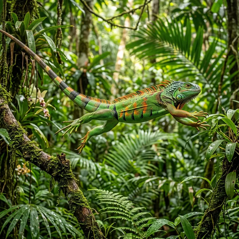 Sportive Emerald Iguana: Athletic & Vibrant in Action