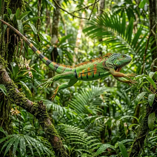 Athletic Emerald Green Iguana in Action