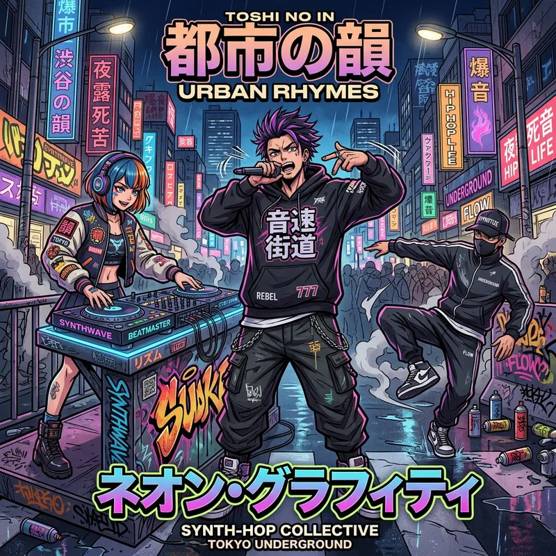 Hip Hop Album Cover in Anime Style