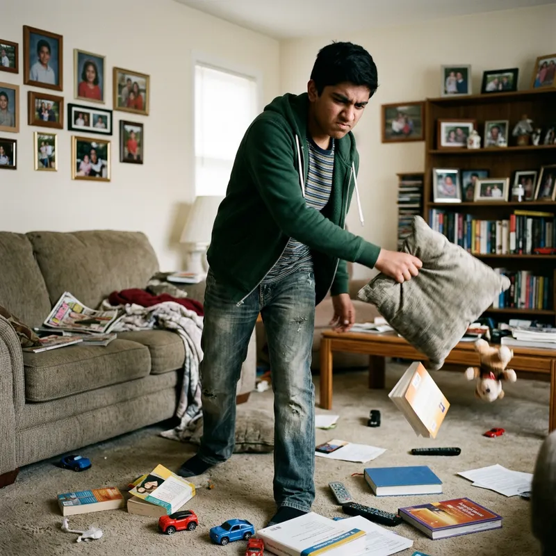 Teenage Angst: Chaos as Angry Teenager Throws Things at Home