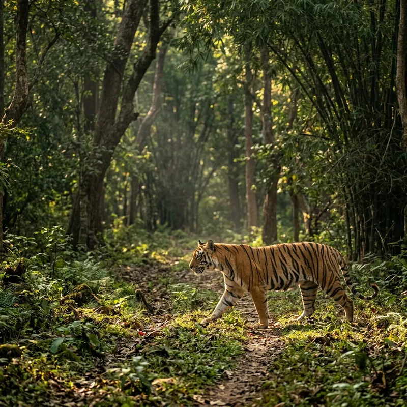 Tiger Walking in the Jungle - Nature's Majesty