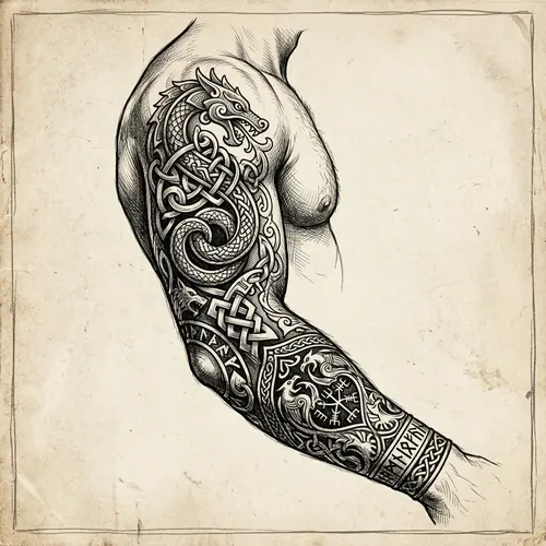 Viking Knotwork Sleeve Tattoo Drawing Inspiration