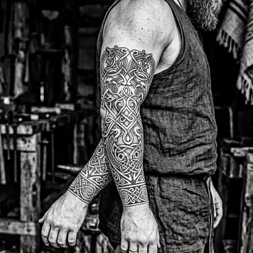 Intricate Viking Knotwork Sleeve Tattoo Design