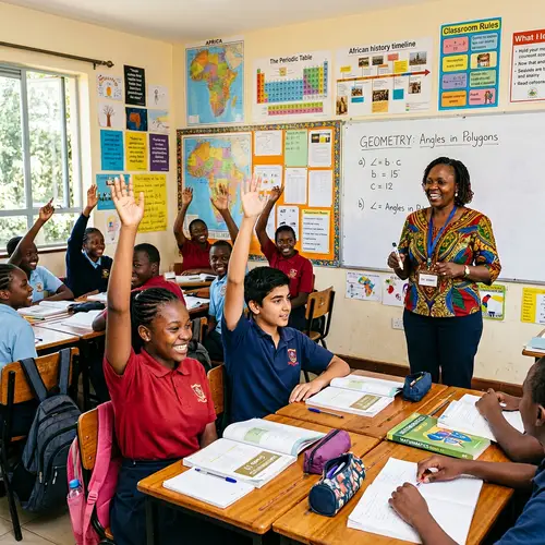 Inspiring Classroom with Happy Black African Teens
