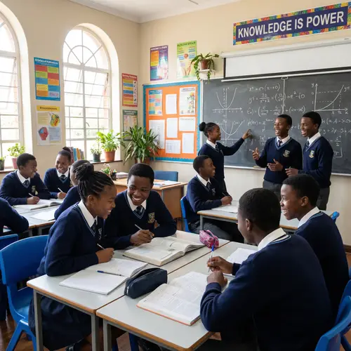 Joyful Learning: Happy Black African Teens in Classroom