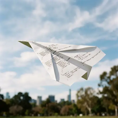 Gracefully Soaring Paper Airplane with Large JSON Text
