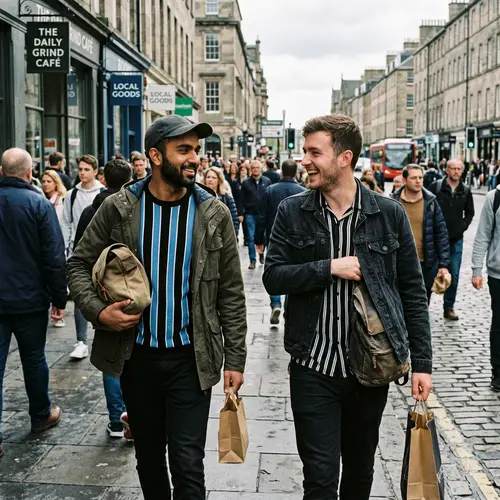 Playful Thieves in Black and Azure Striped Shirts | City Street Scene