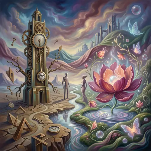 Surrealistic Depiction of Male and Female Self-Pleasure