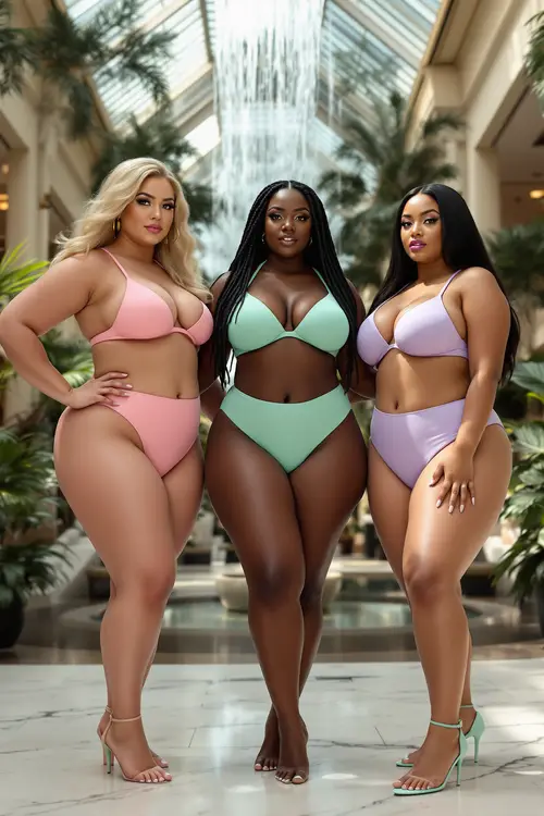 Elegant Curvy Women in Stylish Bikinis - Grand Atrium