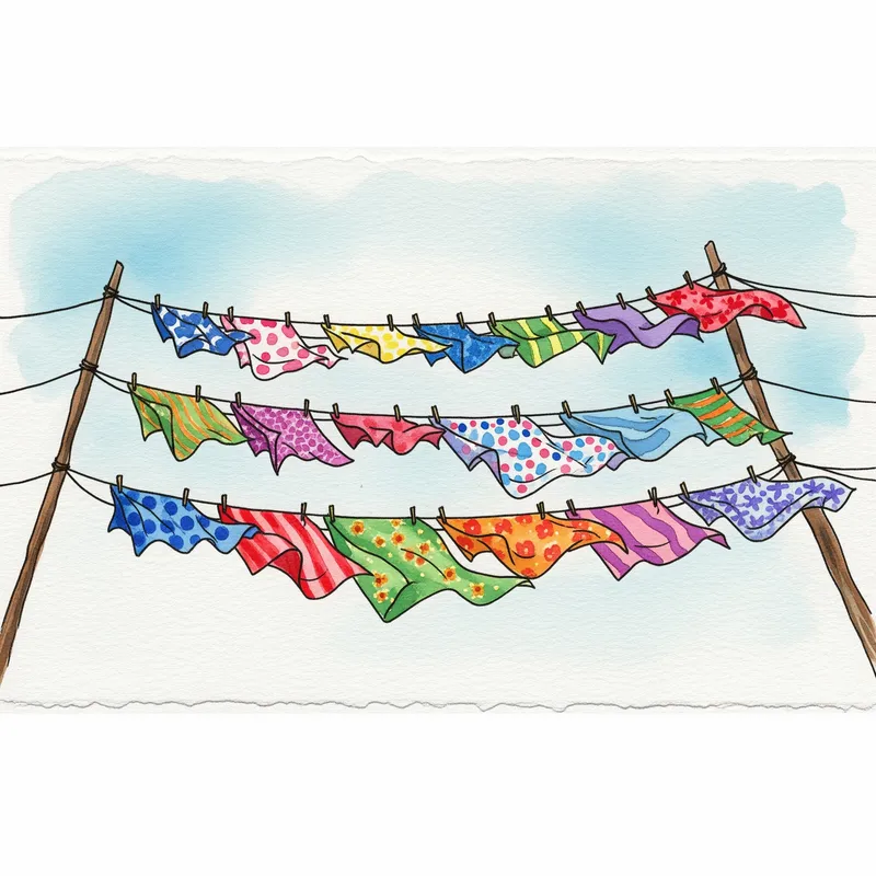 Impressionistic Watercolor of Colorful Fabrics Impressionistic Watercolor of Colorful Fabrics