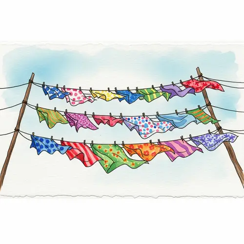 Impressionistic Watercolor of Colorful Fabrics