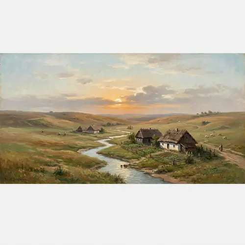 Rustic Rural Landscape: Paweł Dukliwiecz Style Art