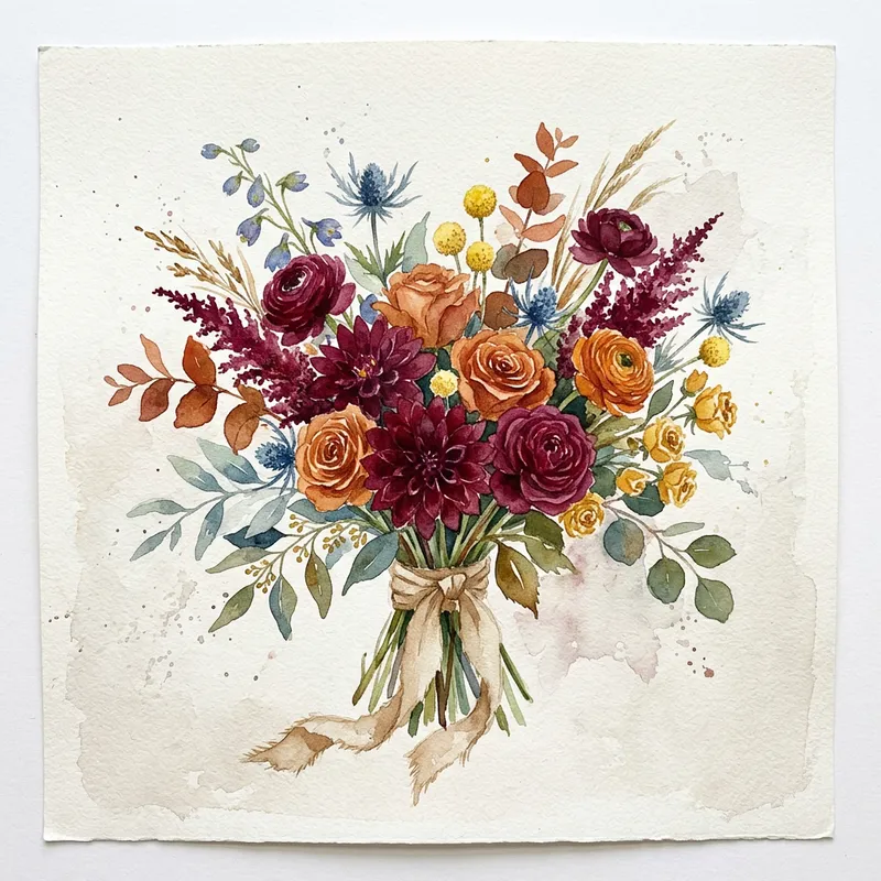 Burgundy Watercolour Bouquet | Artistic Floral Designs Burgundy Watercolour Bouquet | Artistic Floral Designs