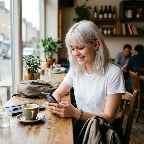 Teenage Girl with White Hair | Brightens Up Table Scene
