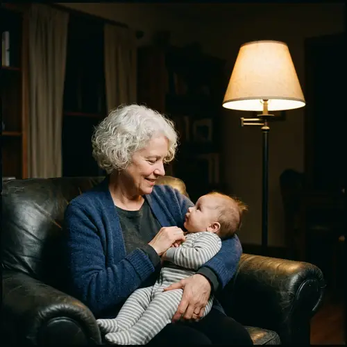 Woman With White Hair Holding Baby | Emotional Family Moment