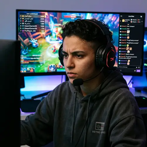 Prolific Game Player in Intense Concentration | Gaming Scene
