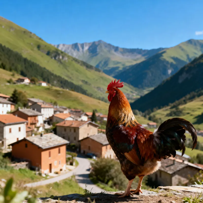 Charming Village Between Mountains and Blue Sky