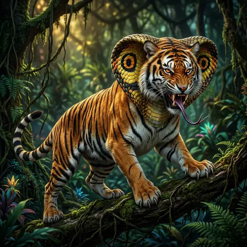 Tiger-Cobra Hybrid: Majestic Predator Fusion