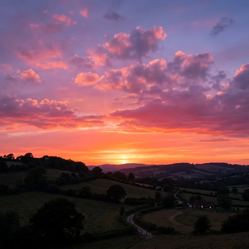 Spectacular Sunset with Vibrant Orange, Pink, and Purple Hues
