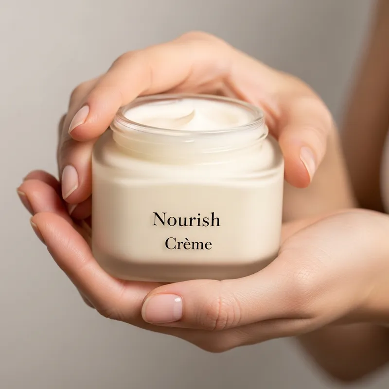 Woman Holding Square Cream: Close-Up Image