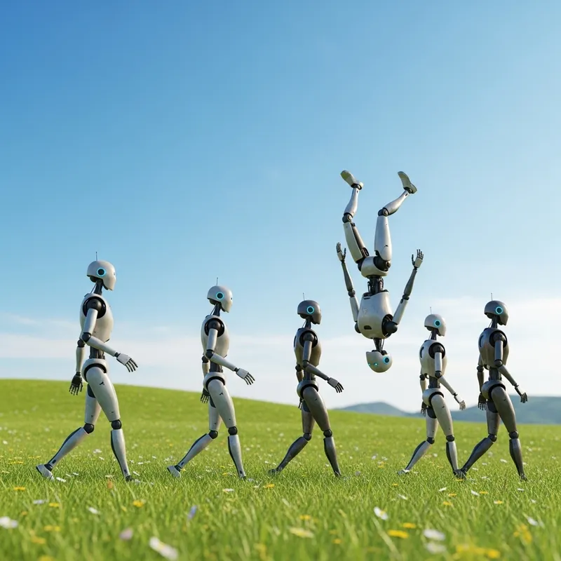 Robots Walking in Meadow Animation Robots Walking in Meadow Animation