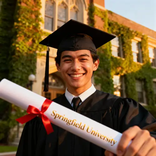 Proud Graduate in Cap and Gown