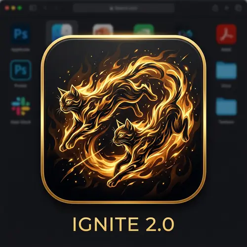 Black and Gold Cat Icon for Software Program