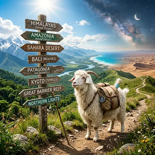Adventurous Angora Goat Traveling the World