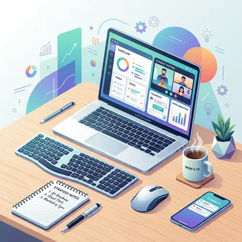 Modern Business Tools Vector Art | Productive Workspace Design