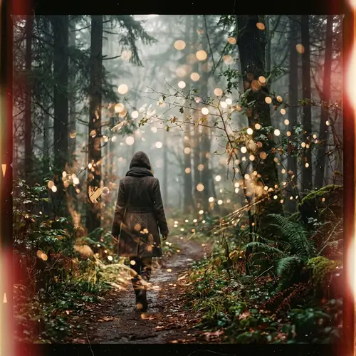 Mystical Figure in Fog-Laden Forest - Ethereal Art