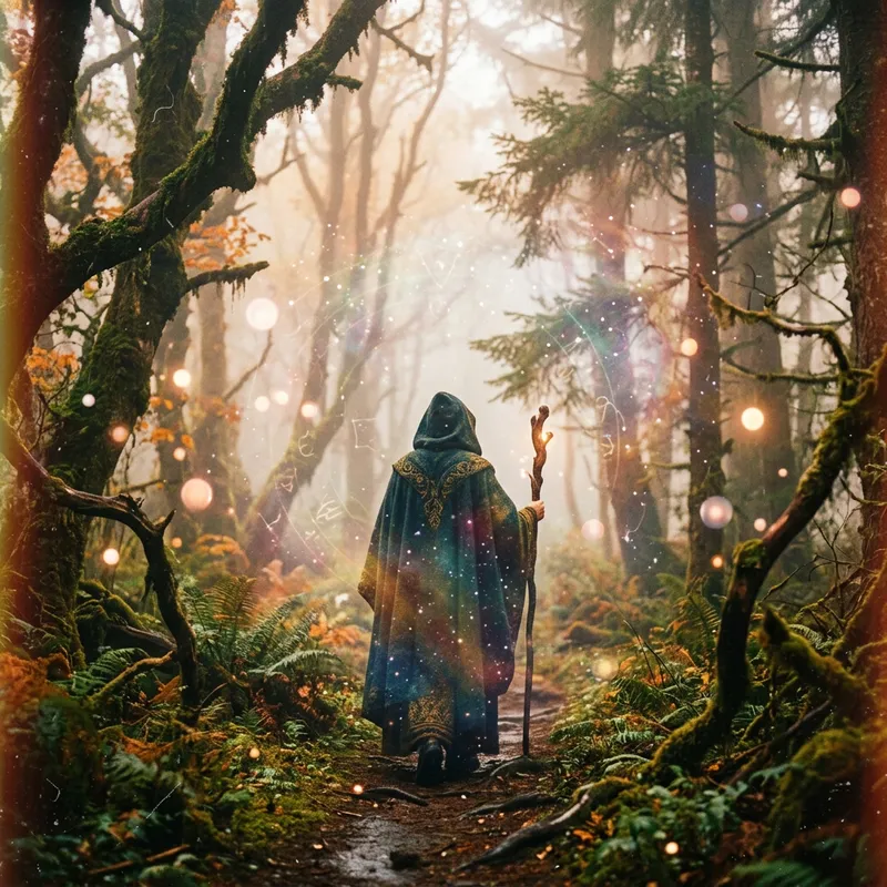 Mystical Forest Figure: Ethereal Double Exposure Art