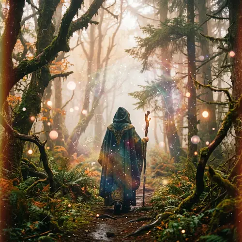 Mystical Forest Figure: Ethereal Double Exposure Art