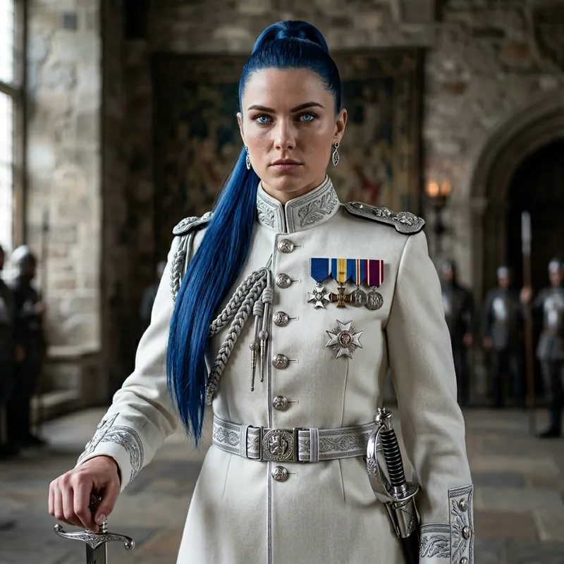 Hyper Realistic Portrait of Blue-Haired Female Warrior - Esdeath