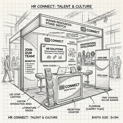 Hr Stand Sketch with TV - Creative Design Ideas