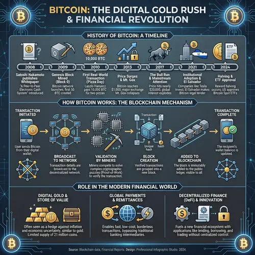 Bitcoin Infographic: History, Operations & Role in Finance