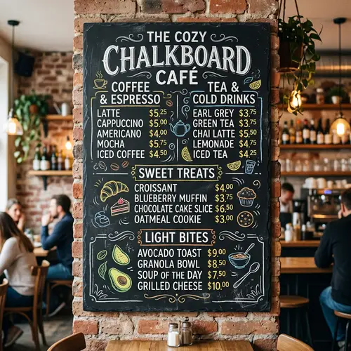 Charming Hand-Drawn Cafe Menu Design