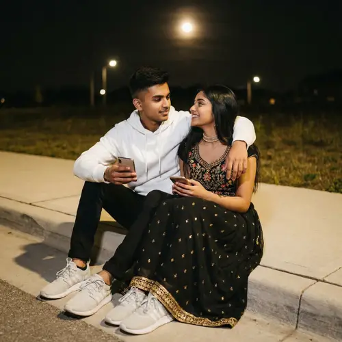 Romantic Nighttime Couple Portrait