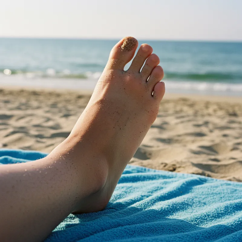 Candid Foot Shot on Beach Towel