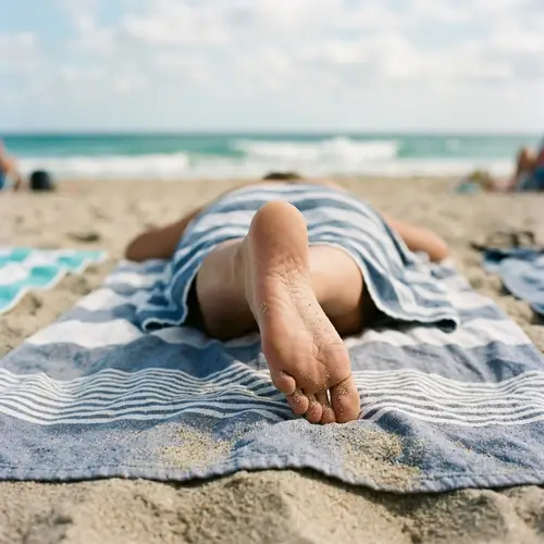 Candid Foot Shot on Beach Towel