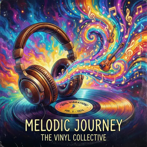 Vibrant Music-Themed Cover Design with Headphones