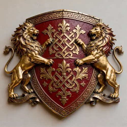Noble Family Crest: Shield & Lions