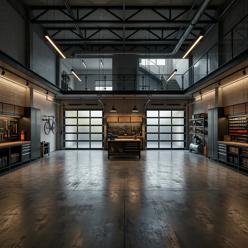 Modern Garage Design Interior | Wide Space & Dramatic Lighting